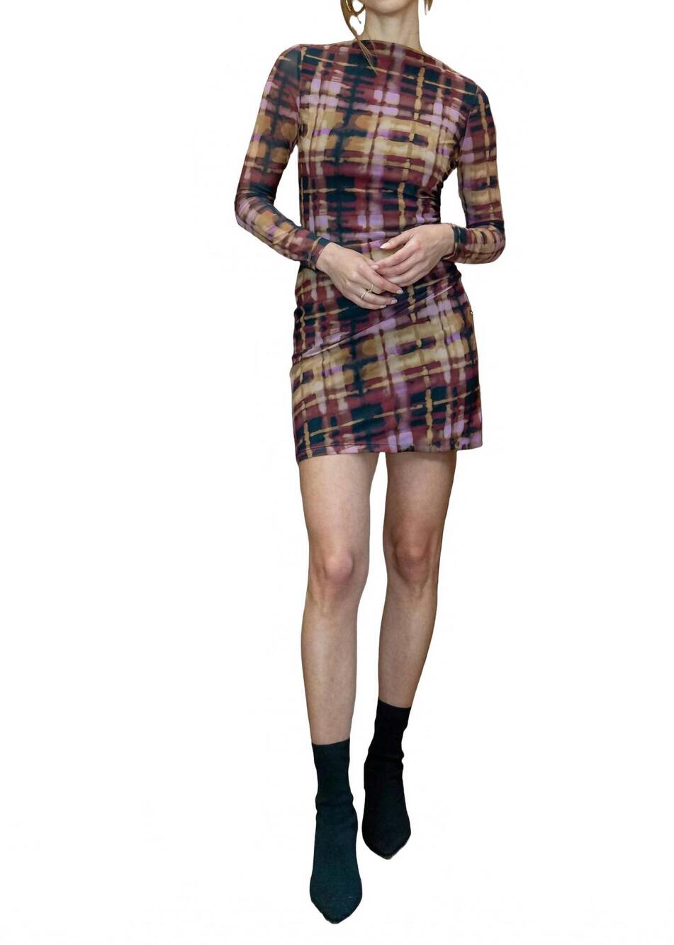 NEW WEST OF quinn mini dress in watercolor plaid